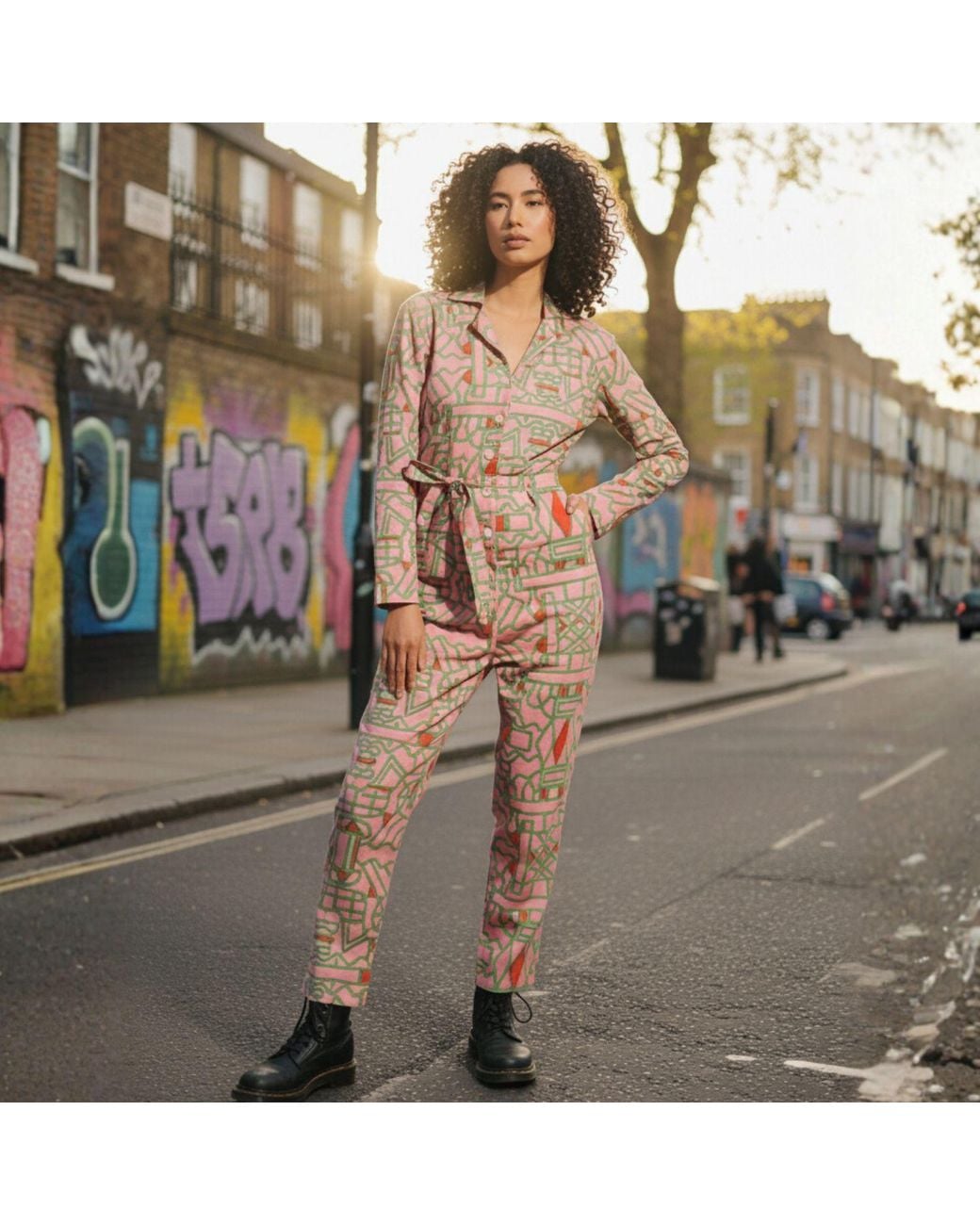 Wild Clouds Green Organic Cotton & Linen Jumpsuit