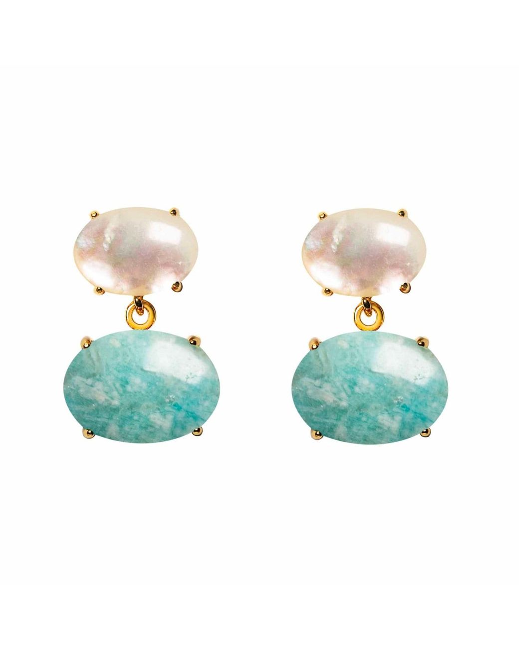 Crystalline Jewellery Green Pearl & Amazonite Earrings