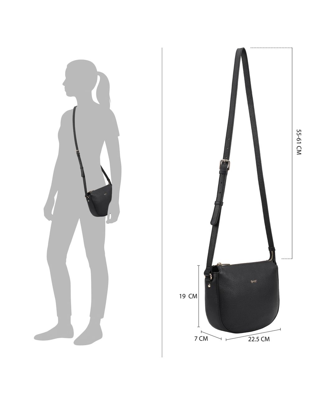 Paul Costelloe Black Hazara Leather Crossbody Bag