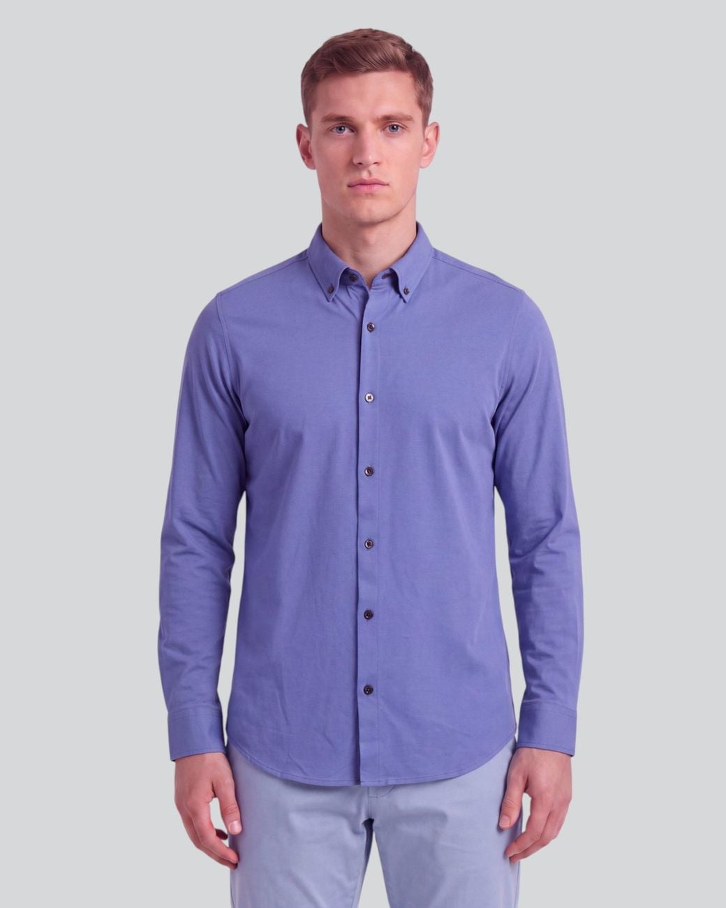 Lords of Harlech Blue Simon Dawn Stretch Jersey Long-Sleeve Shirt for men