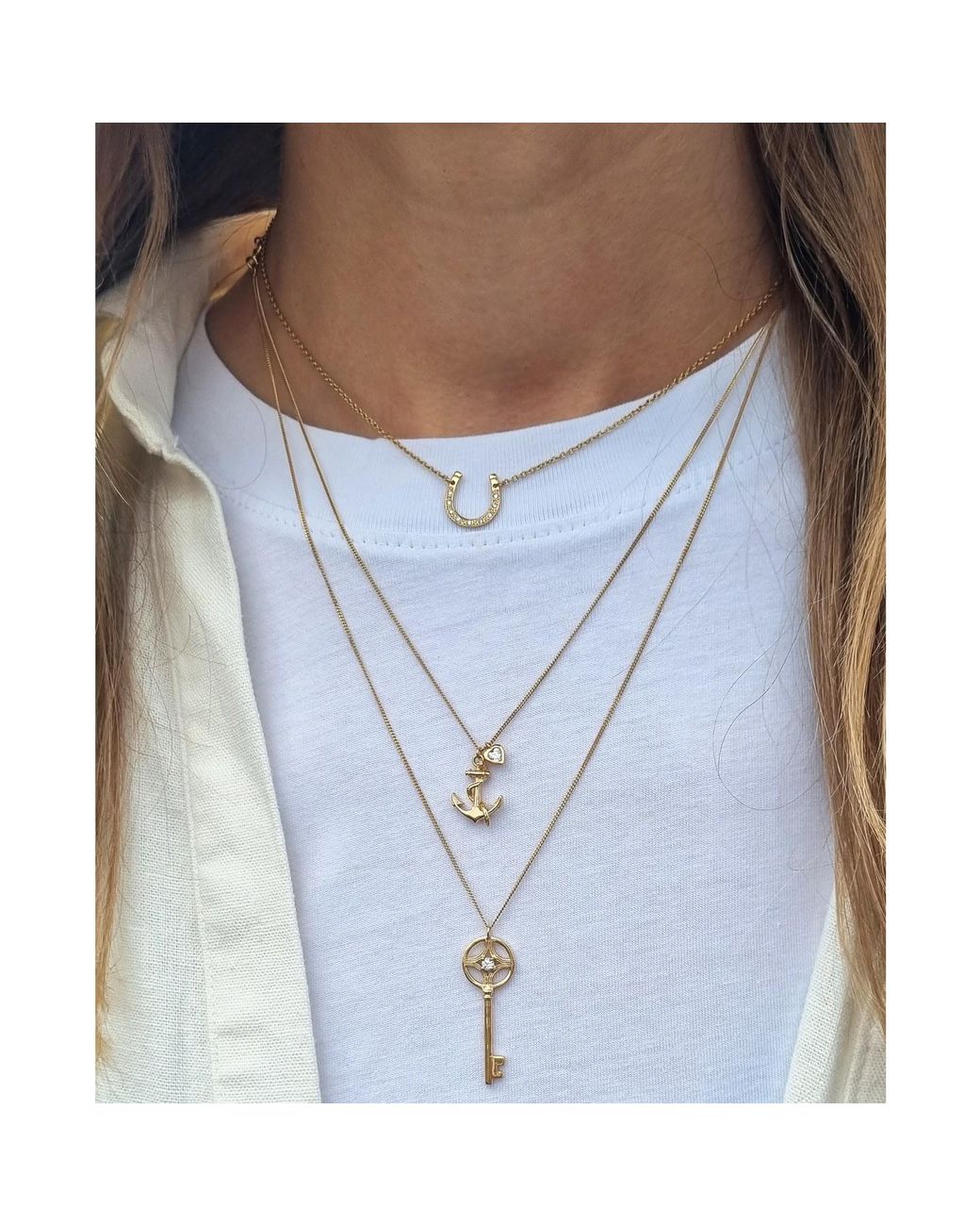 Lee Renee Metallic Lucky Diamond Horseshoe Necklace