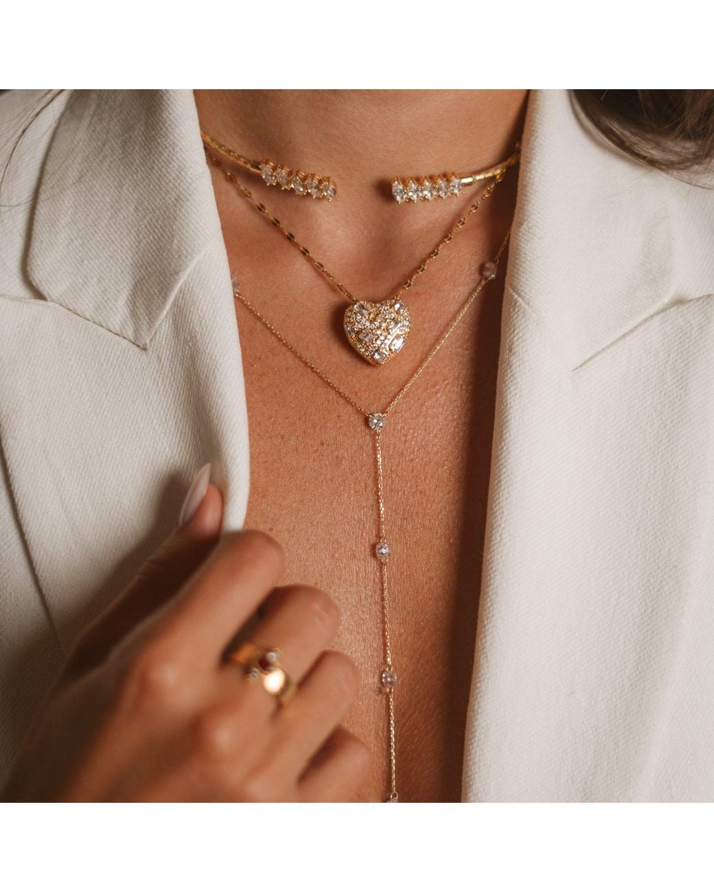 Ebru Jewelry Metallic Marquise Cubic Zirconia Woven Vermeil Choker Necklace