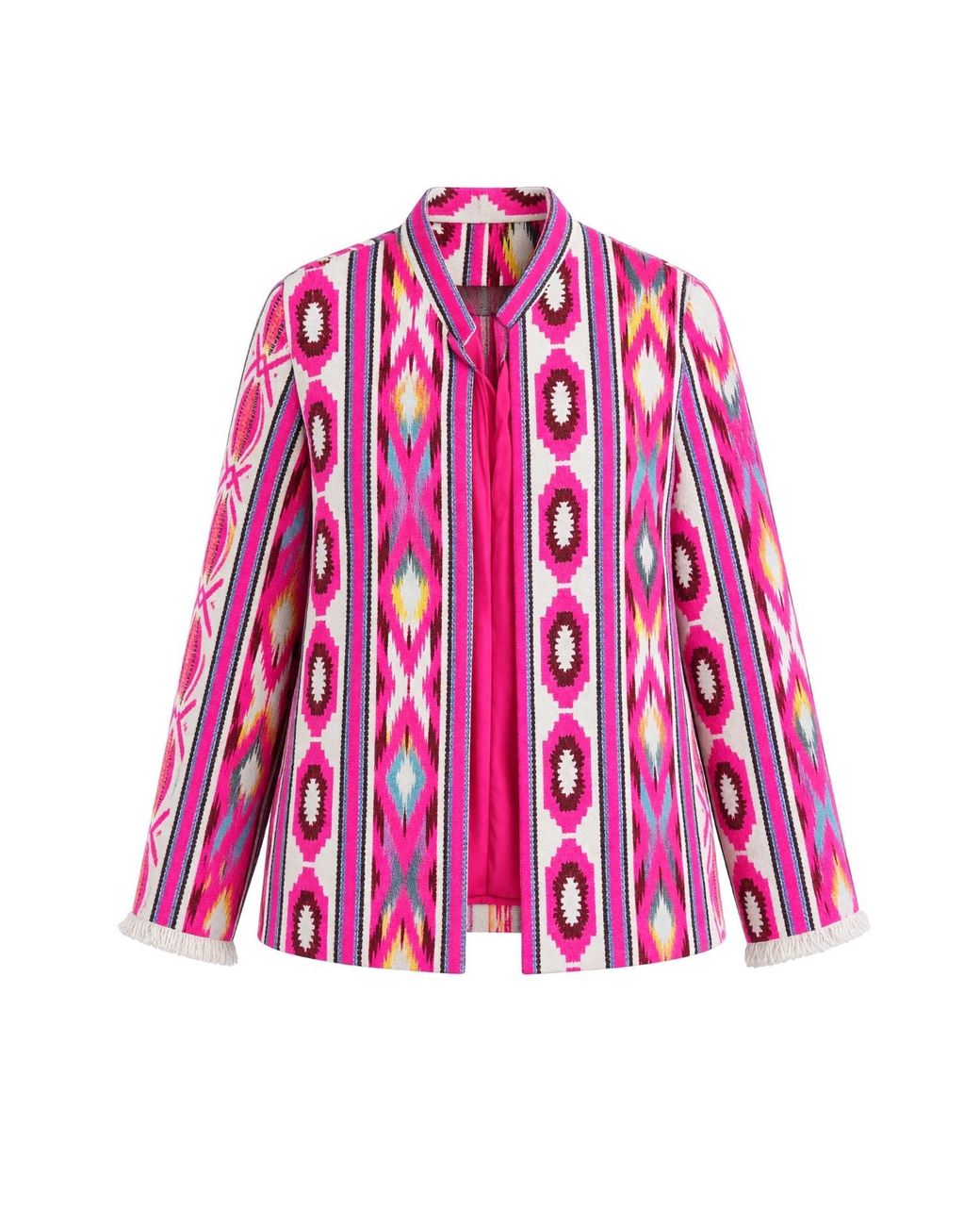 Kipépéo Pink Sorayya Jajim Fringe-Cuff Short Jacket