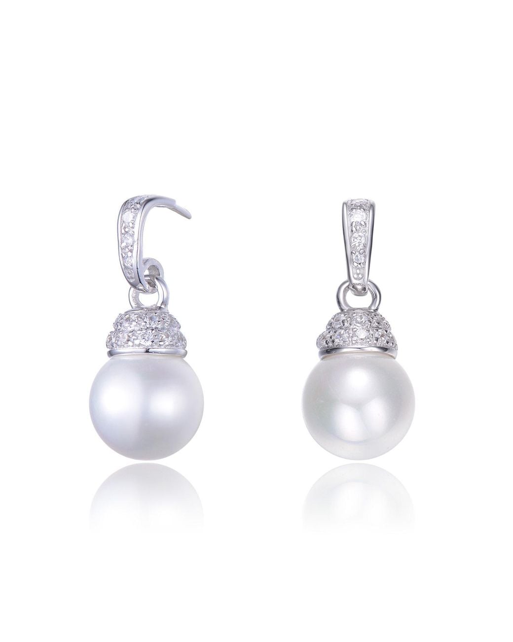 Genevive Jewelry Metallic Sterling Cubic Zirconia Drop Earrings With Iridiscent Beads