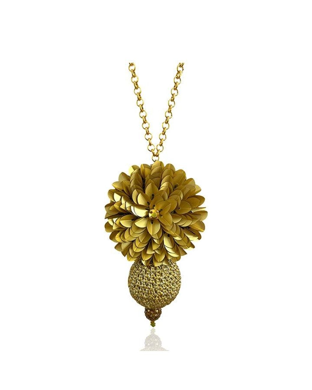 PINAR OZEVLAT Metallic Dahlia Bon Bon Lariat