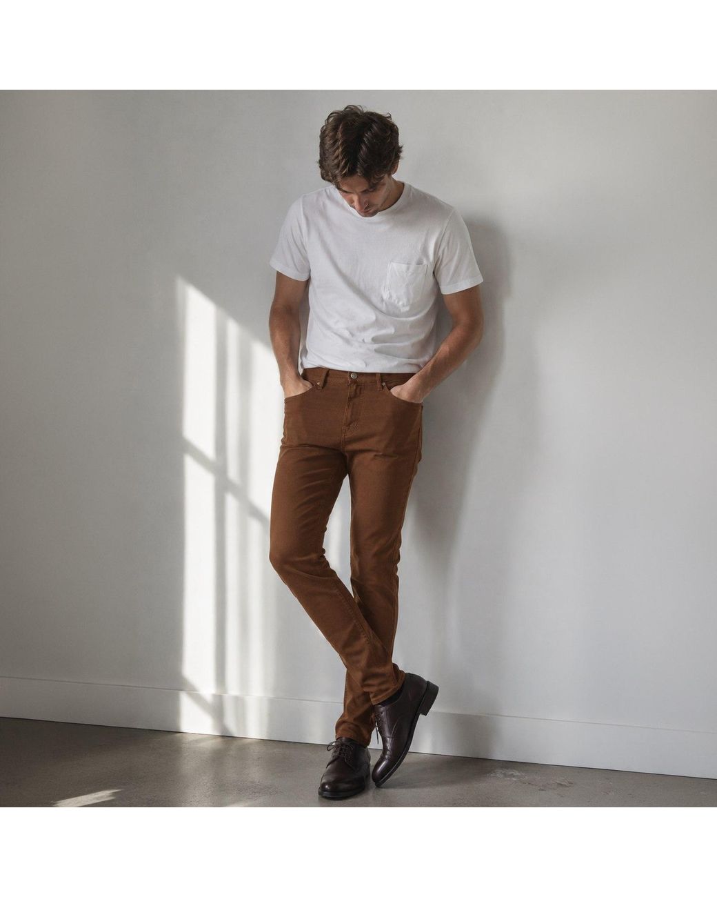 NOEND Brown 30 Inseam Harrison Stretch Skinny Jeans for men
