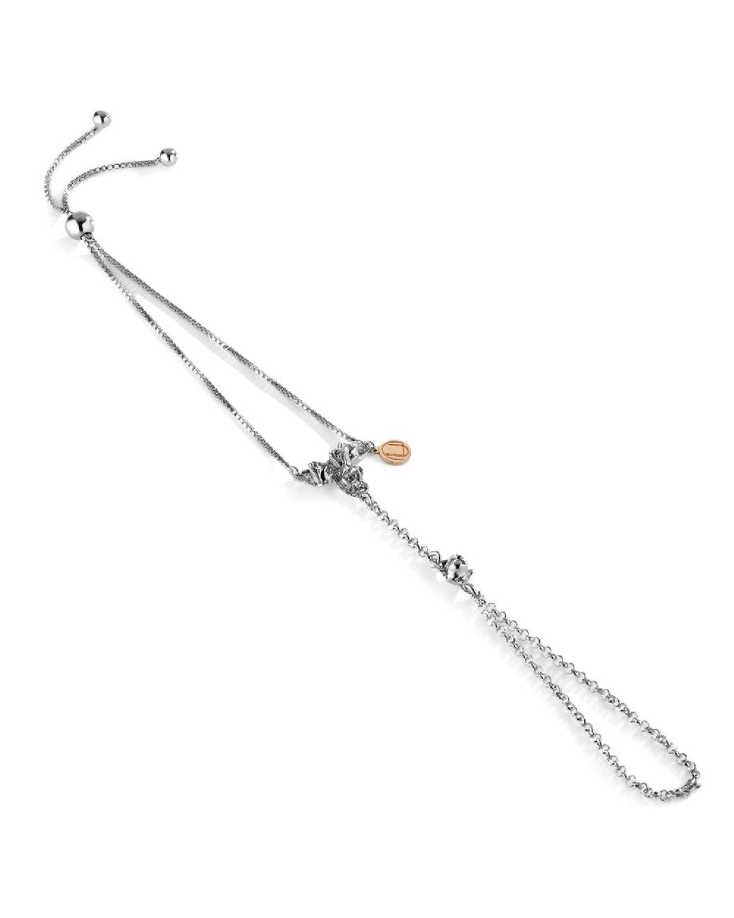 Unaloe Metallic Sterling Minimal Hand Chain – Designer Slave Bracelet Jewelry For