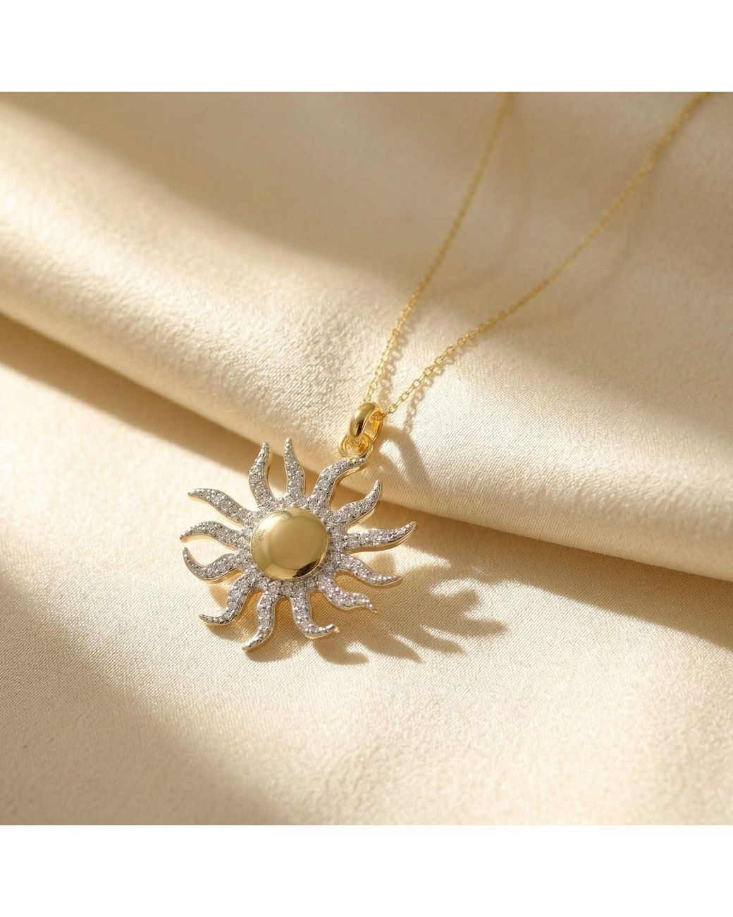 Sophelia Metallic Plated Distant Sun Pendant Charm Necklace
