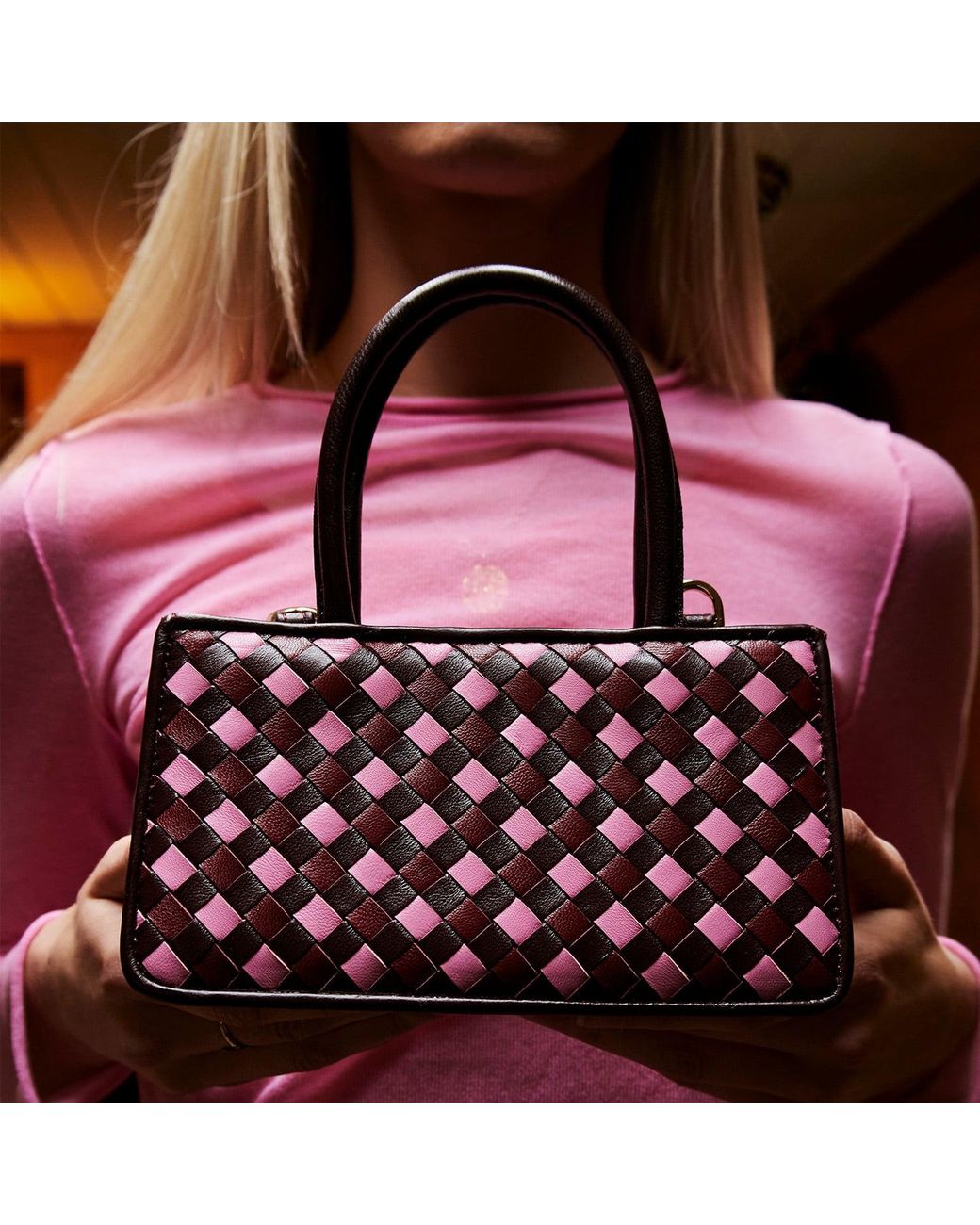F3Rog by Rana Purple Rose Woven Leather Crossbody Piraye Bag