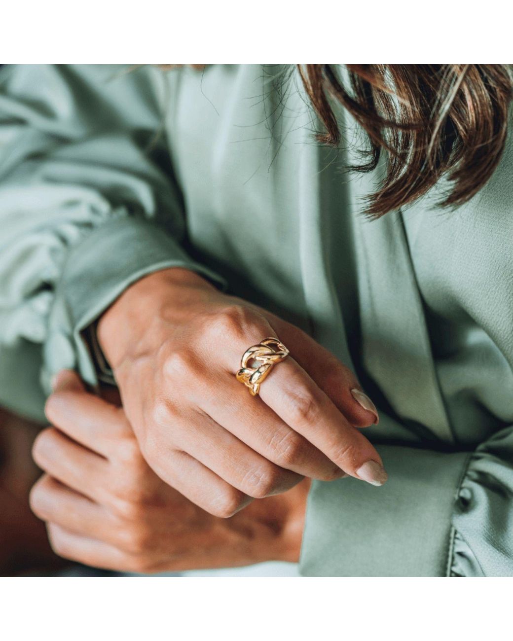 LINYA JEWELLERY Metallic Chain Ring