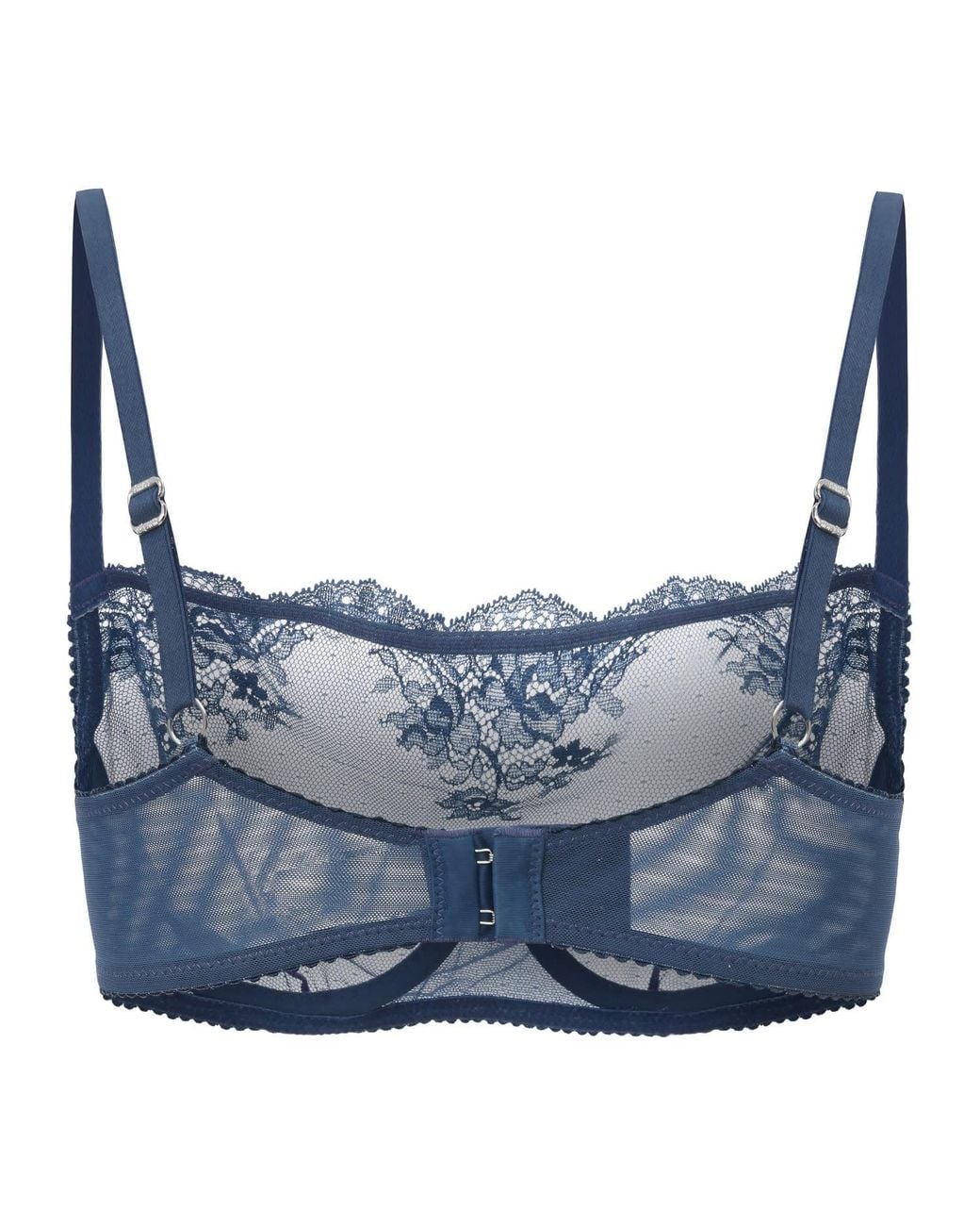 Amour D'agnette Blue Kim High Neck Sheer Lace Underwire Bra- Jeans