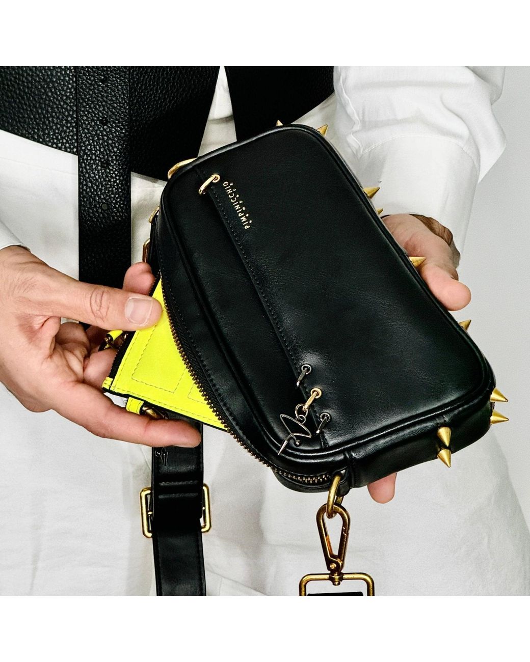 Pimpinicchio New York Black Asymmetrical Belt Bag for men