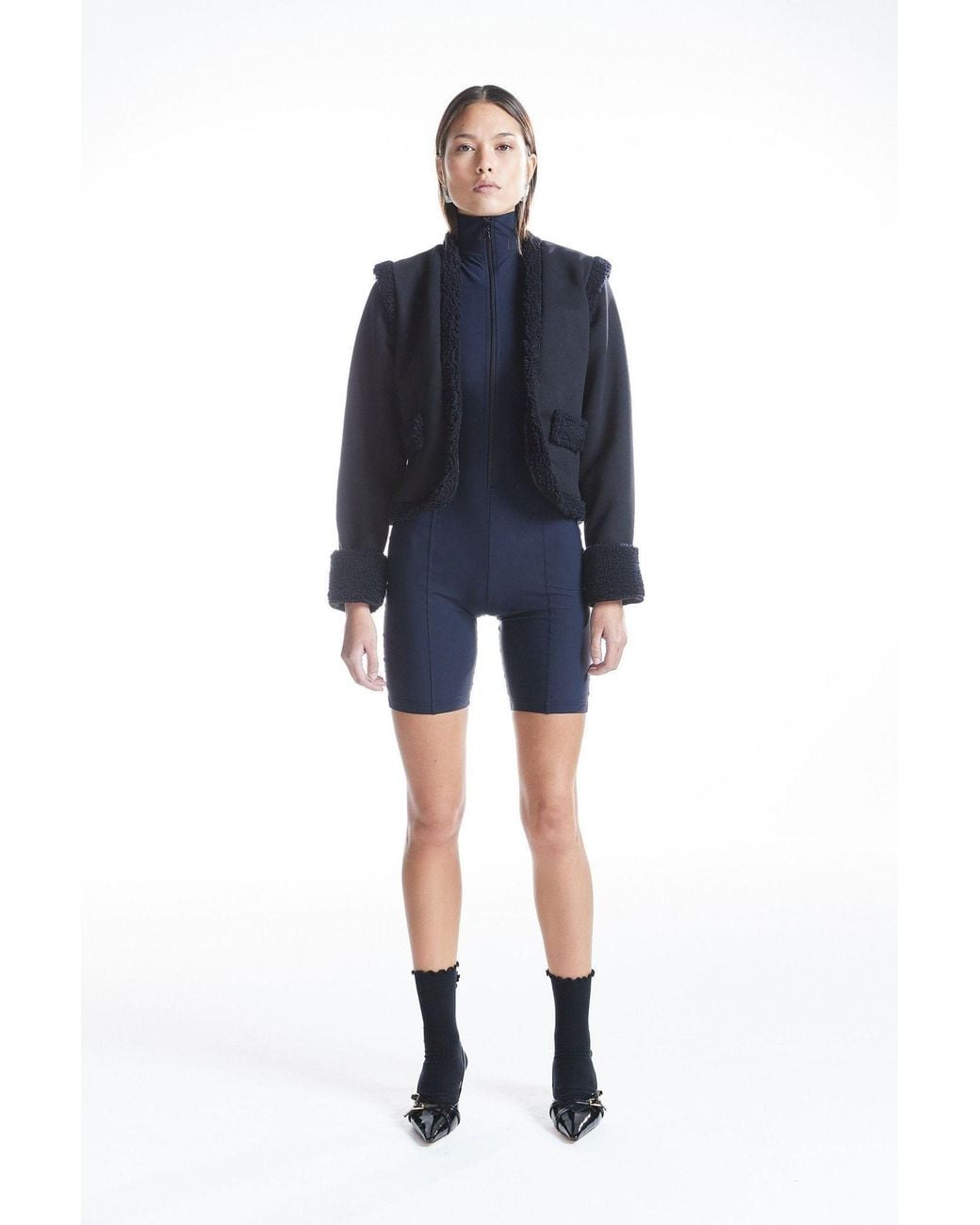 No'design Black Teddy Detail Jacket