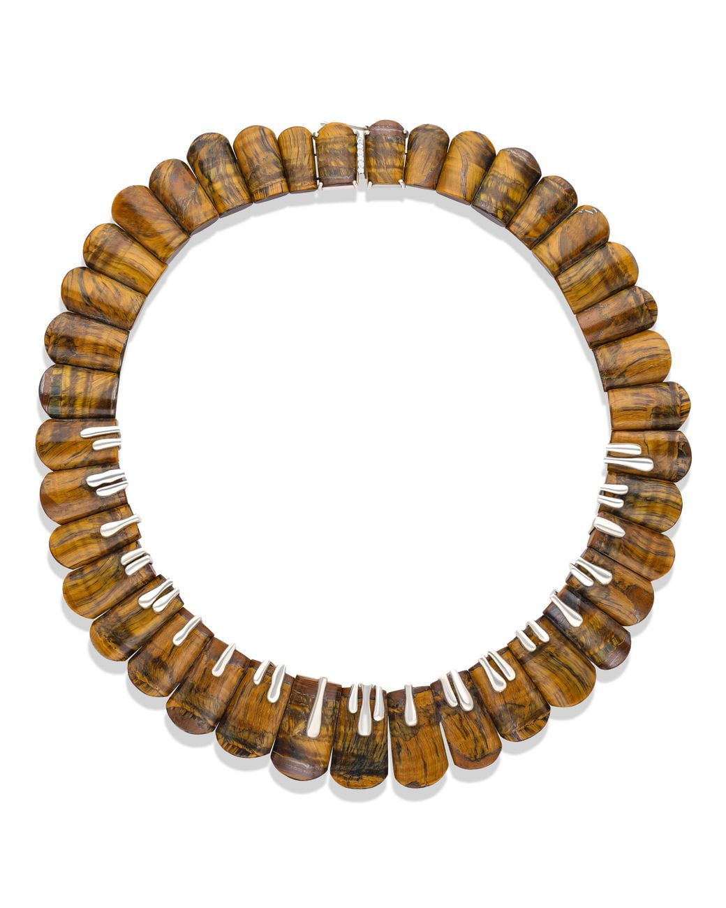 The Jewelz Metallic Wild Instinct – Tiger's Eye Fan Collar Necklace