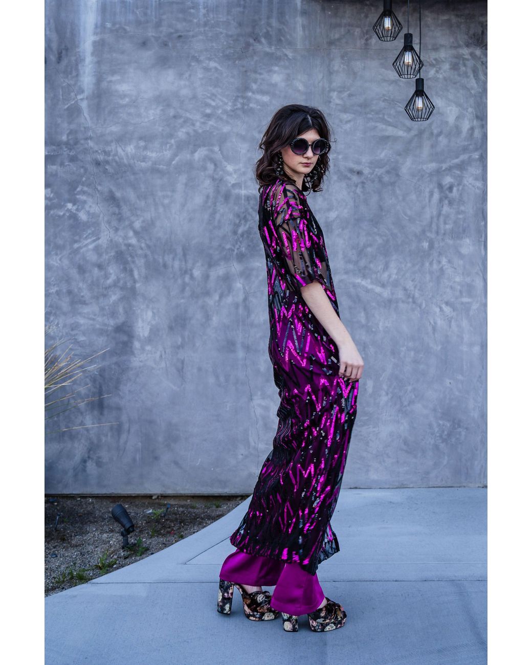 Jennafer Grace Black Studio Shimmer Side Split Tunic
