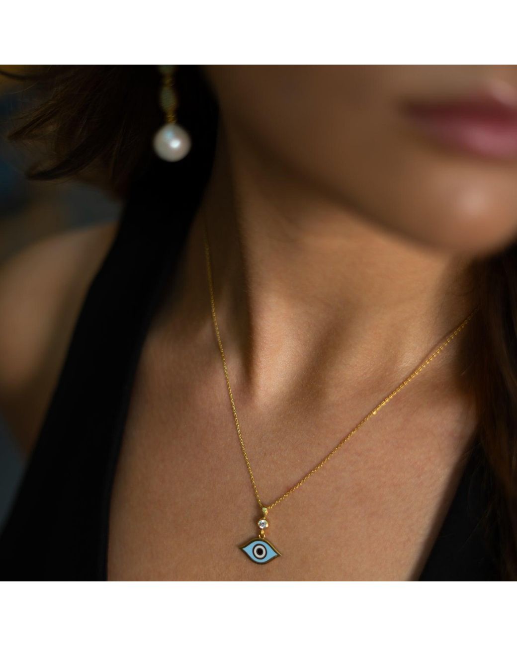 Ebru Jewelry Metallic Celestial Protection Light Evil Eye Necklace