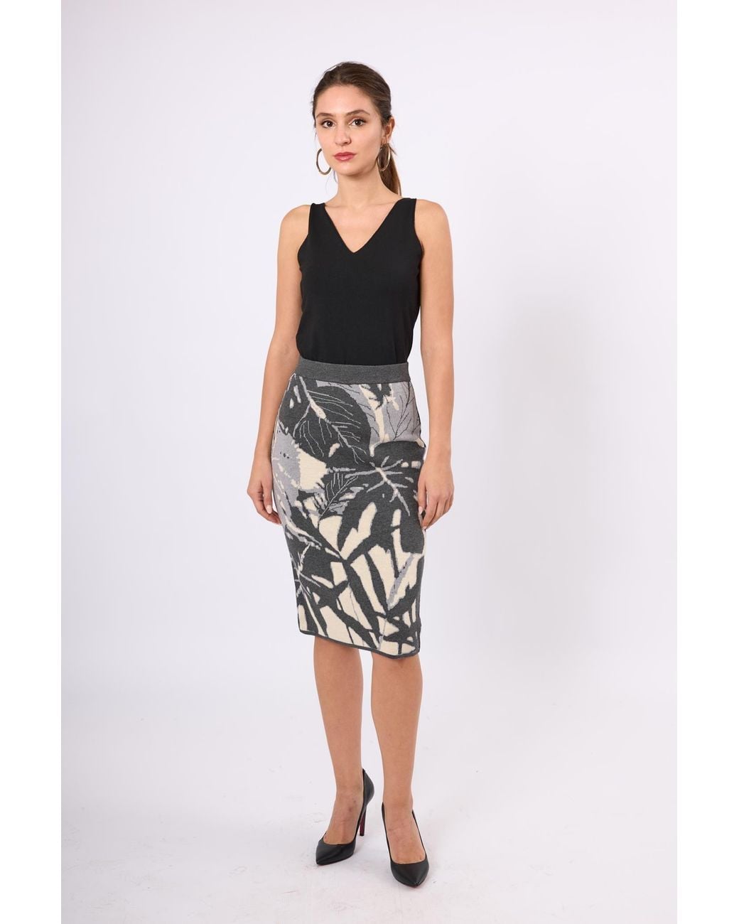 Peraluna Gray Susan Jacquard Knit Skirt