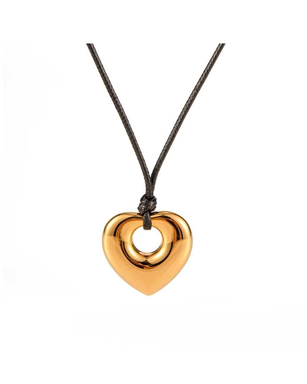 Olivia Le Metallic Heart Medallion Rope Necklace