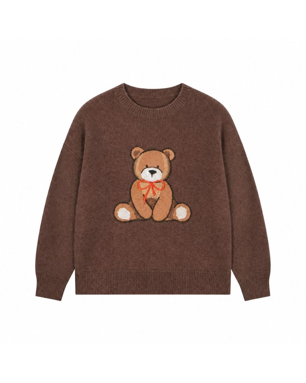 Yumi' Brown Teddy Bear Relaxed Jumper