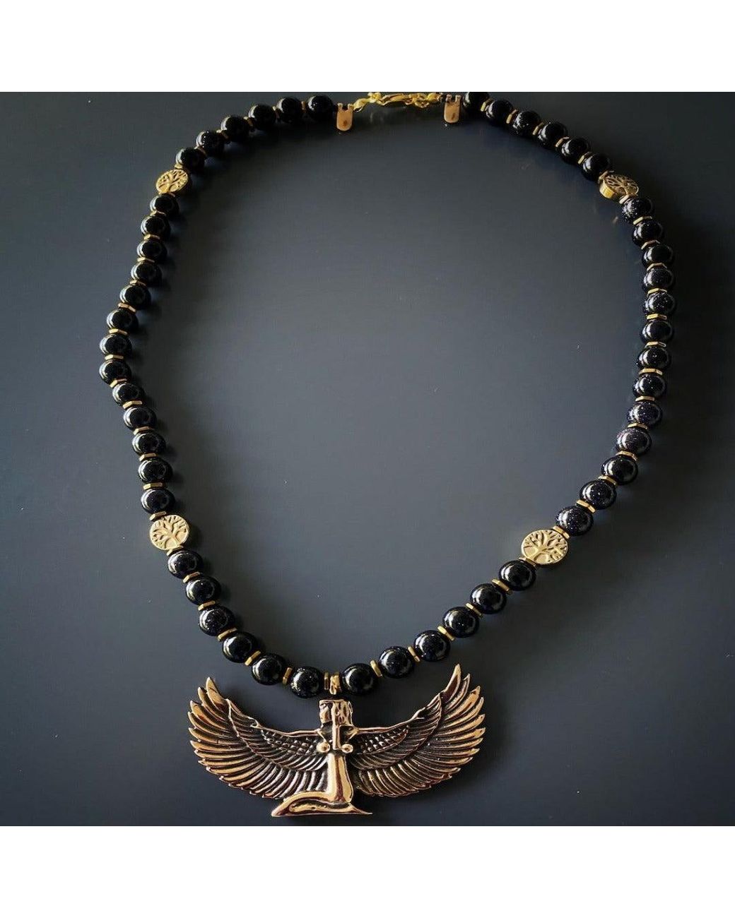 Ebru Jewelry Metallic Egyptian Goddess Isis Necklace