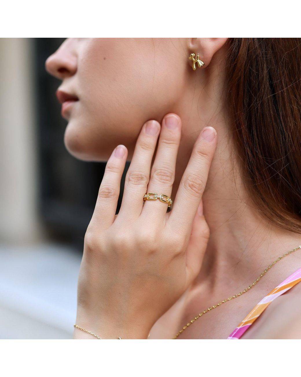 Spero London Metallic Sterling Pave Chain Ring