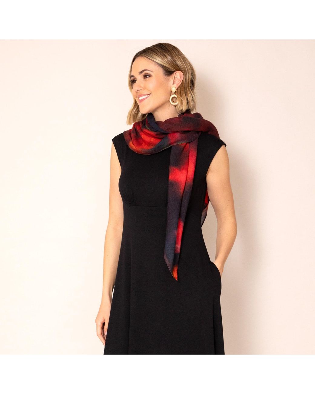 Alie Street London Purple Minerva Silk Wool Scarf Midnight Ember