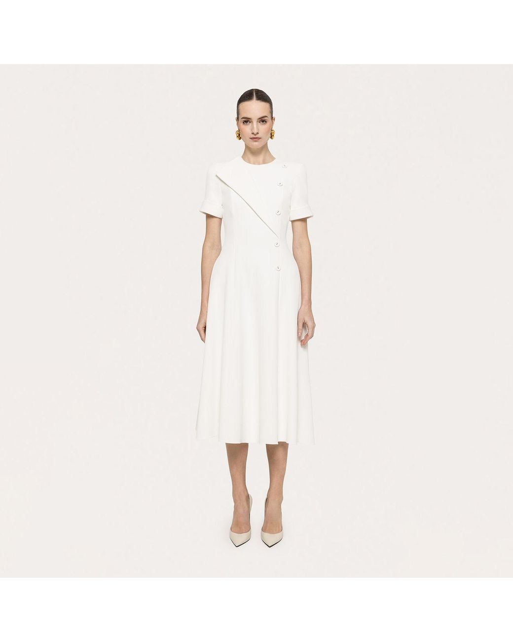 Nissa White A-Line Midi Dress