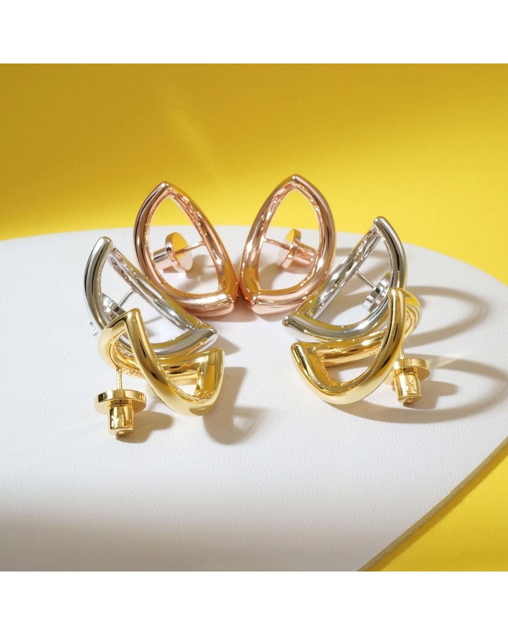 Meulien Pink Abstract Crescent Moon Earrings