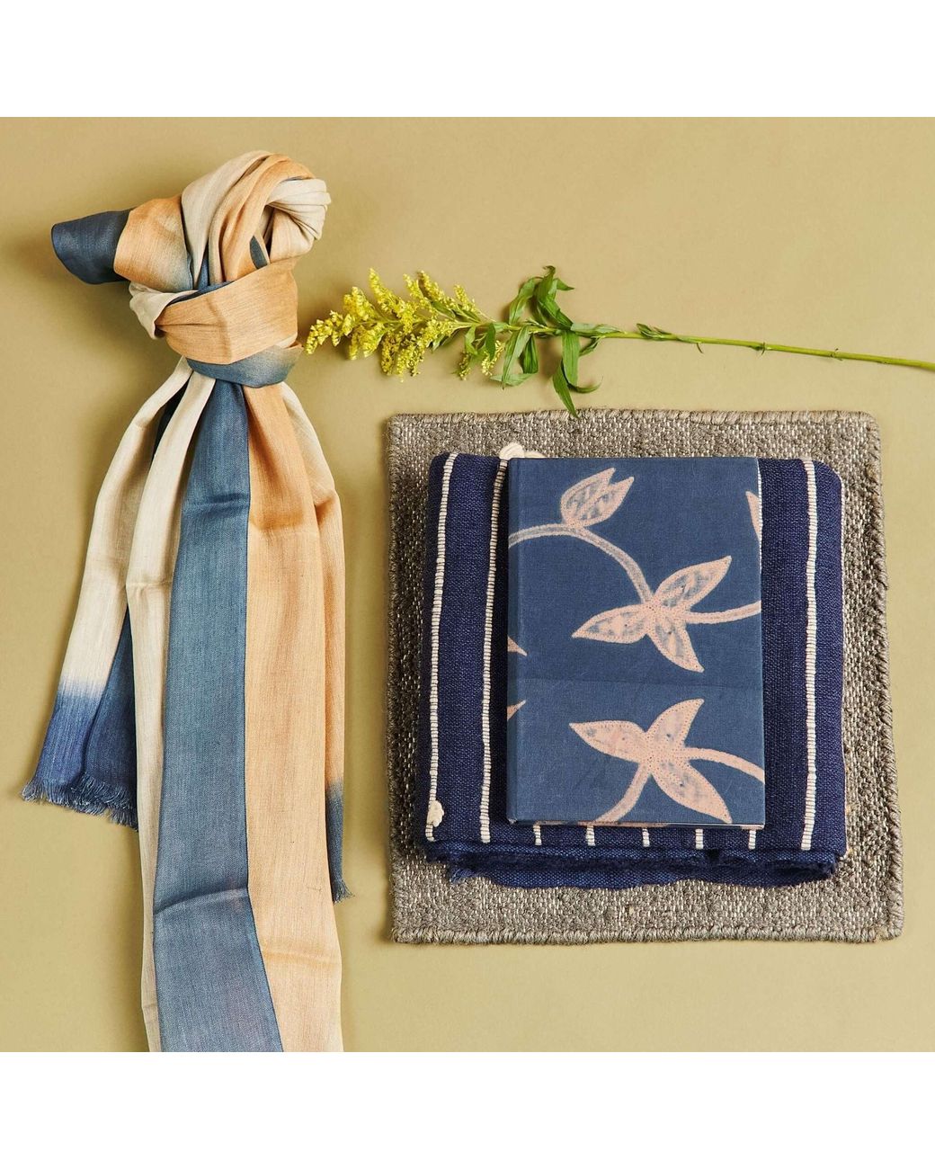 Variously Blue Oceana Soft Linen Silk Handloom Scarf