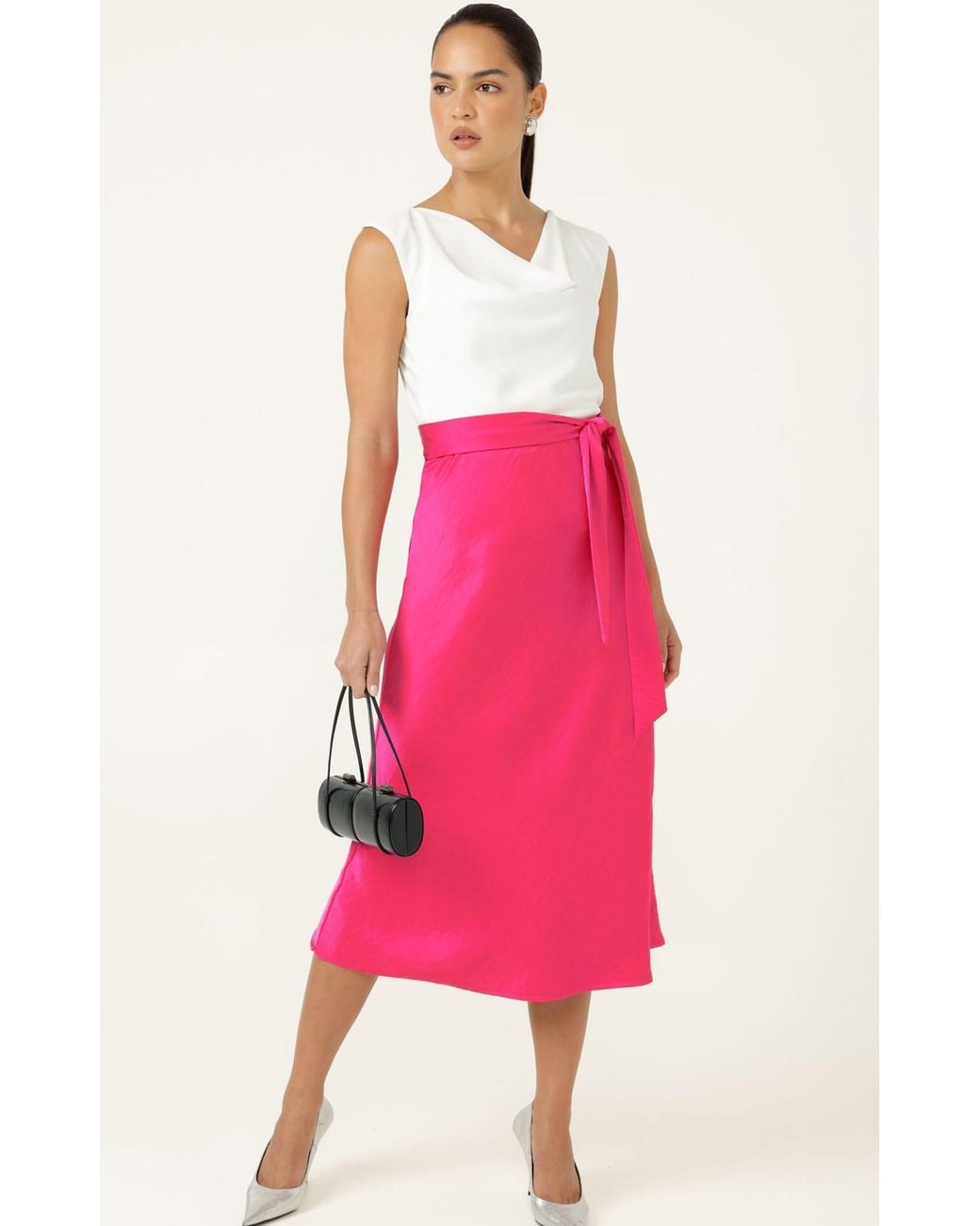 SACHA DRAKE Pink Luxe Bias Midi Skirt