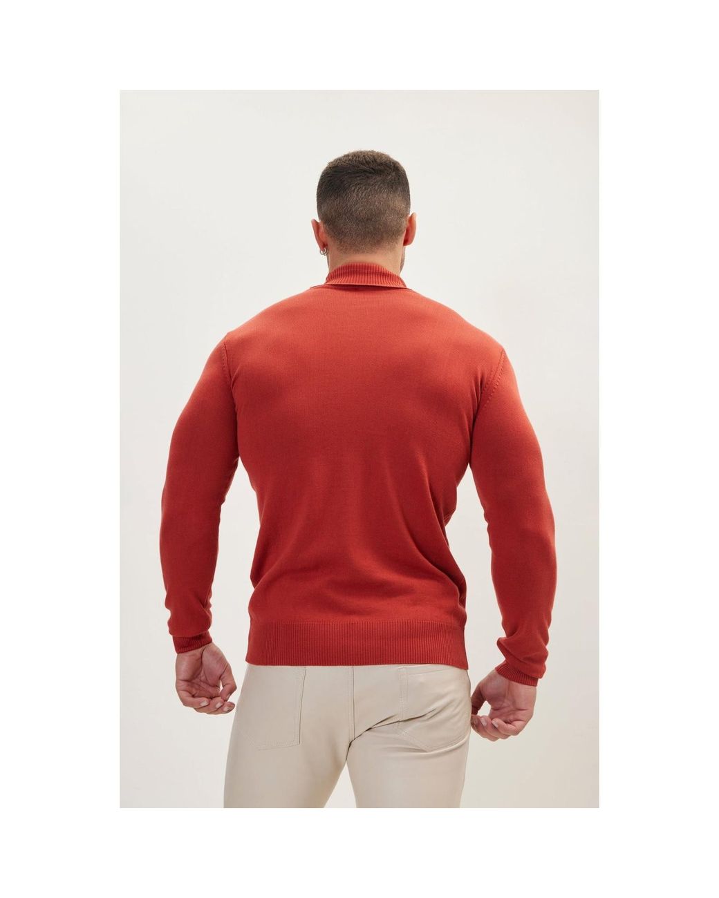 Ron Tomson Red Classic Roll Neck Sweater for men