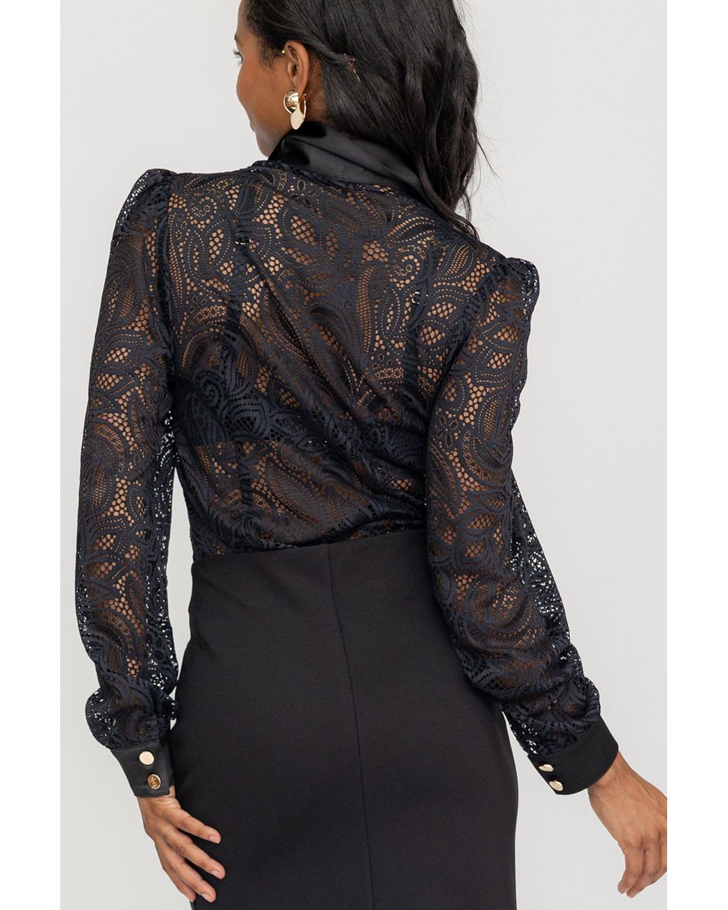 Zetaye Black Lyric Lace Blouse