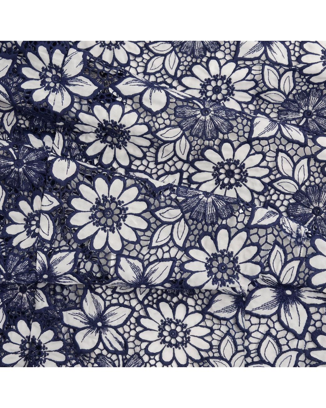 Modenaire Blue Halter Dress With Vintage Embroidery And Cutout Waist