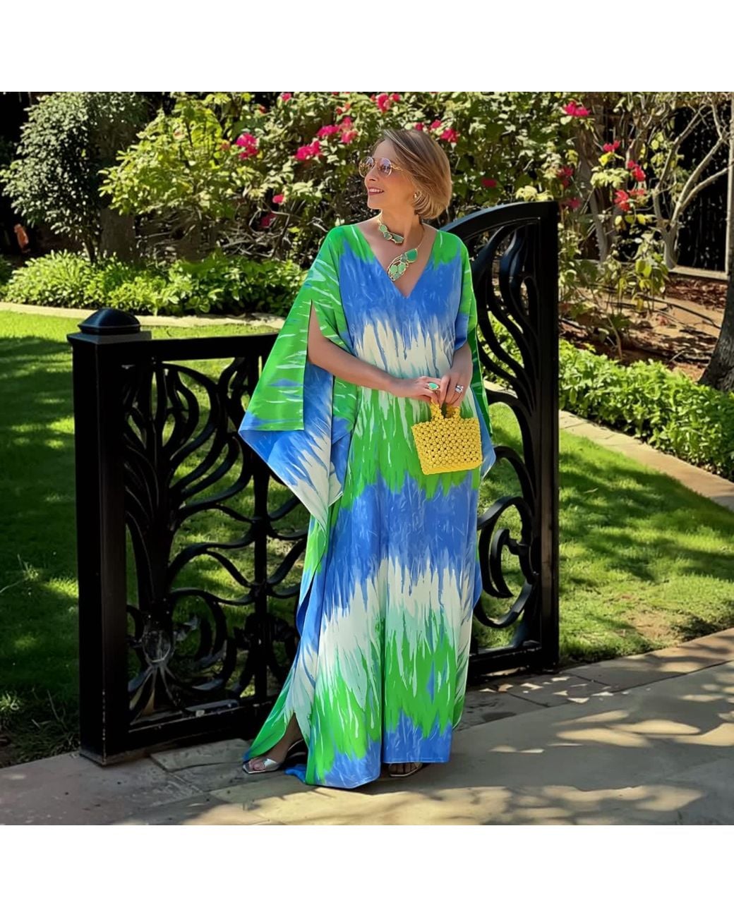 Belyed Handcraft Green Anara –Elegant Summer Silk Kaftan By Belyed
