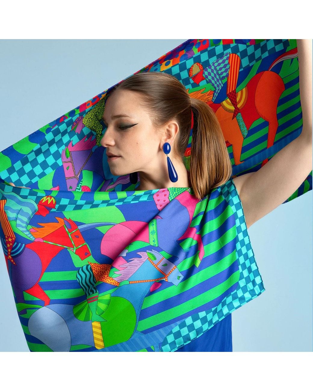 Beatrice von Tresckow Blue Cheltenham Chasers Silk Scarf