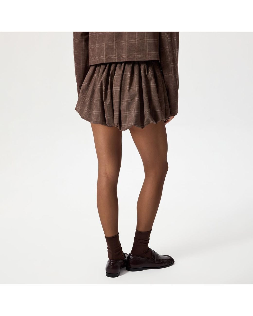 Thisisu Collection Brown Romy Plaid Bubble Shorts –