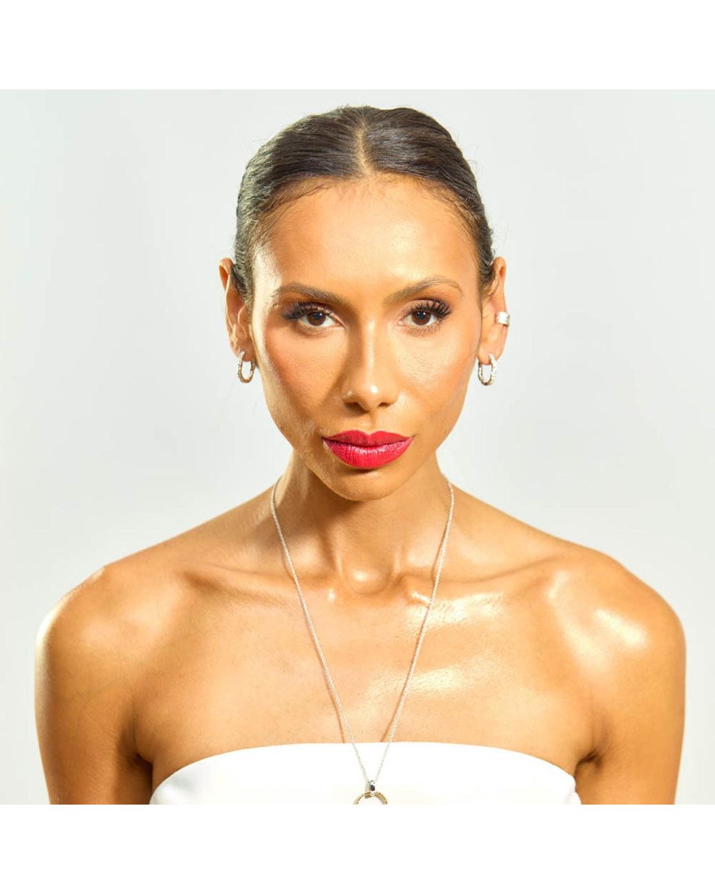 Lucy Quartermaine White Solid Sterling Small Hula Hoop Earrings