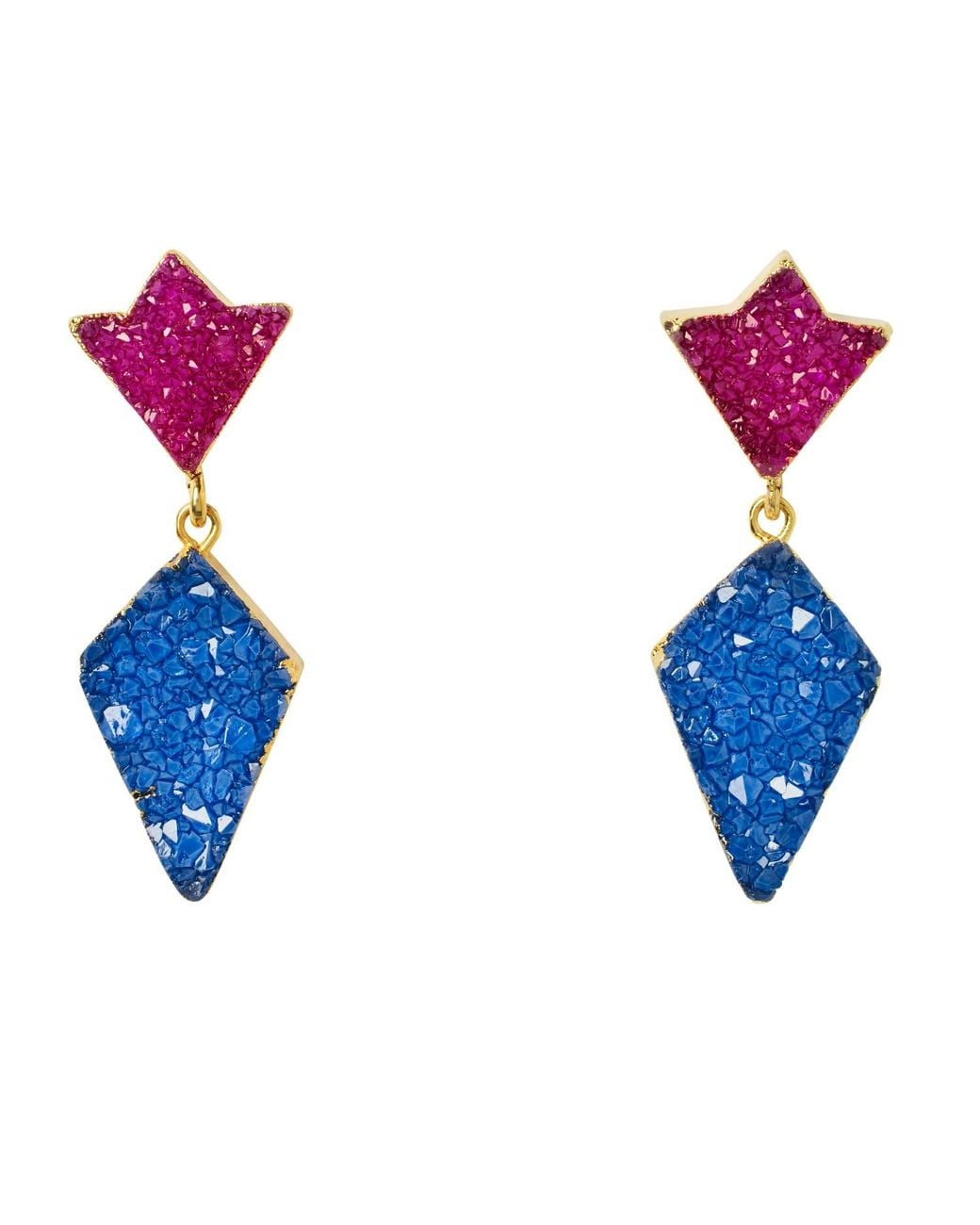 YAA YAA LONDON Blue Princess Berry Druzy Earrings