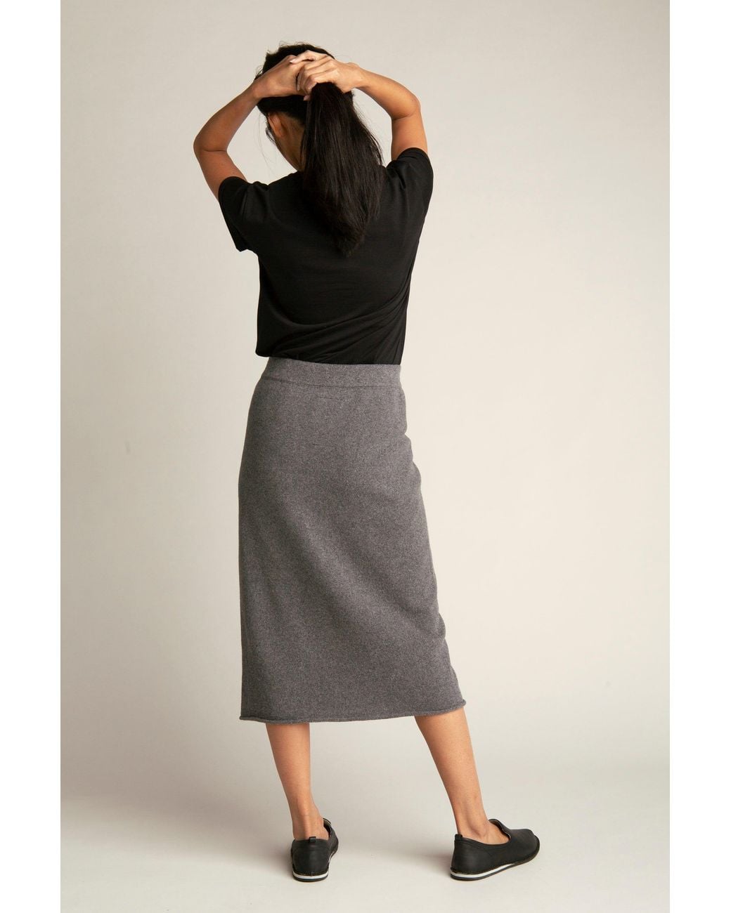 Reet Aus Gray Seamless Skirt From Recycled Wool