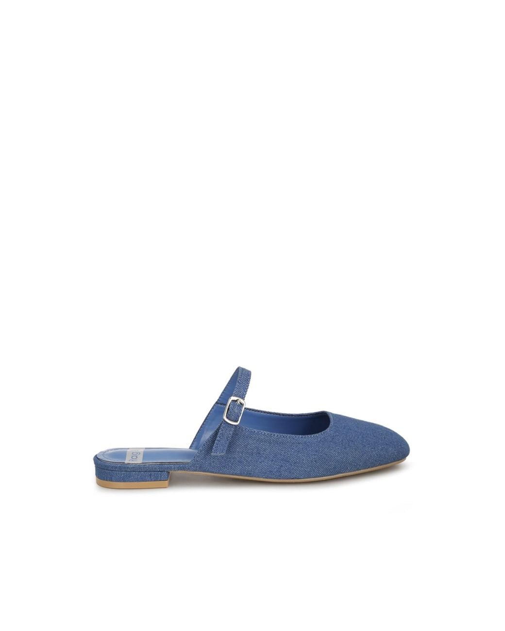 Rag & Co Blue Dublish Square Toe Buckled Flats