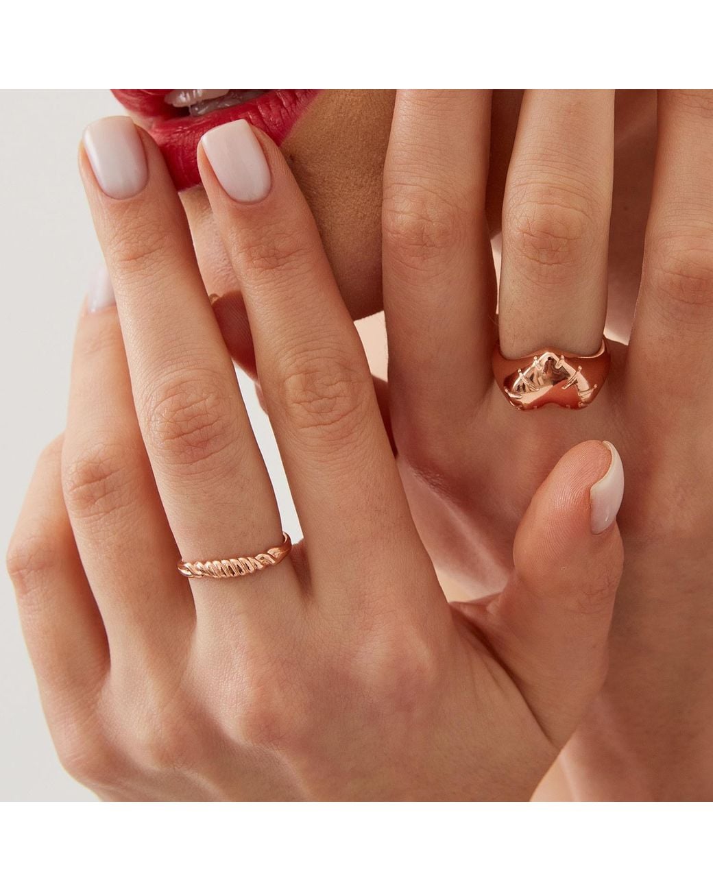 Spero London Pink Twisted Screw Sterling Ring