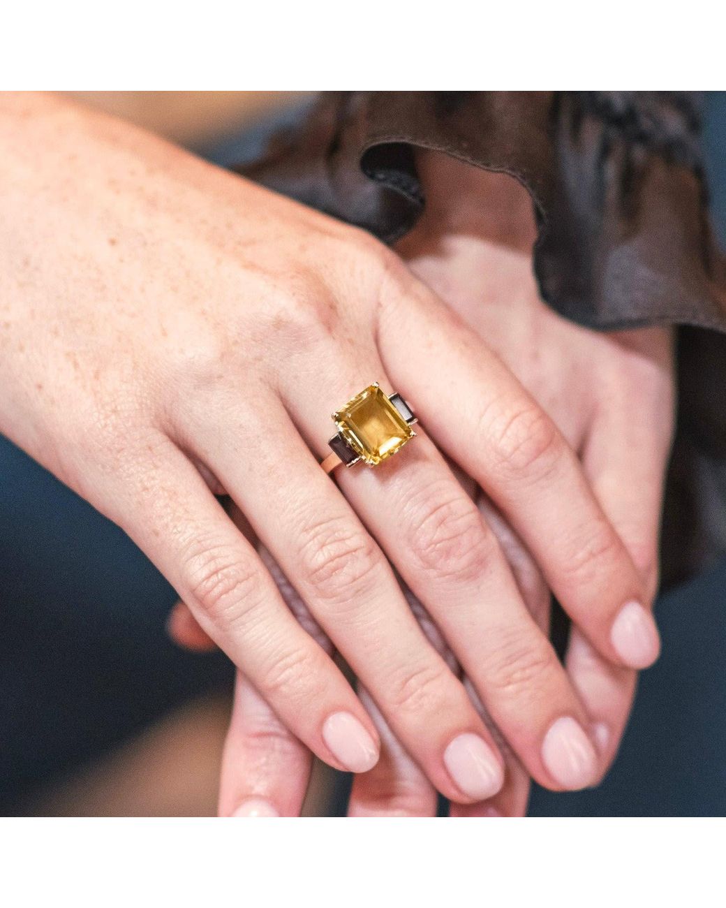 Augustine Jewels Yellow Citrine & Smoky Quartz Ring