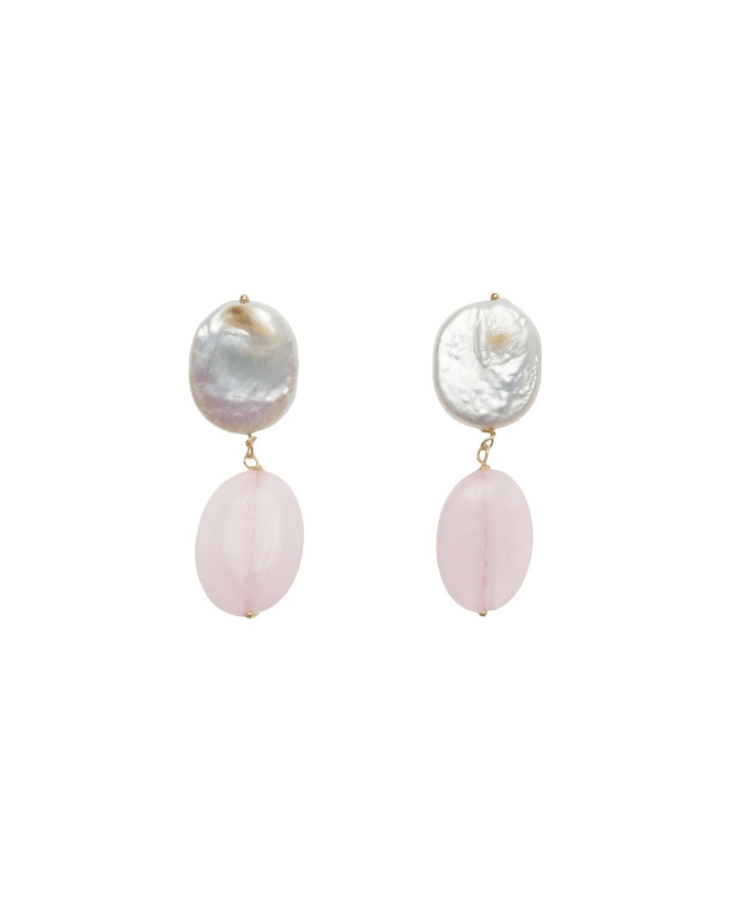 Lavani Jewels White Laia Pearl And Rose Quartz Earrings