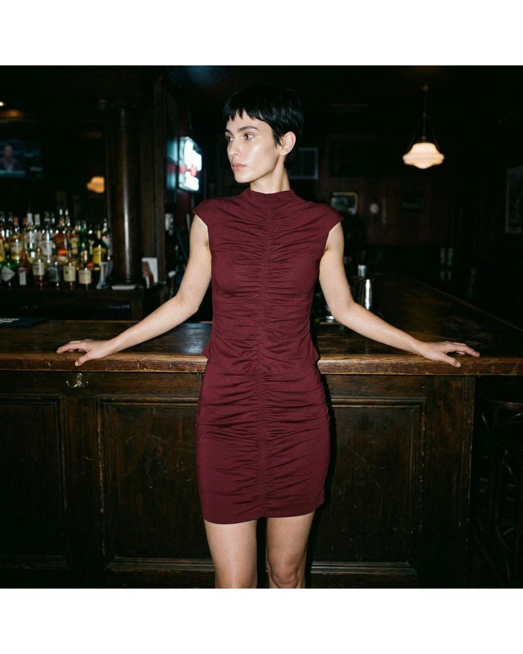 AGGI by HALEWSKI Red Ruth Burgundy Skirt