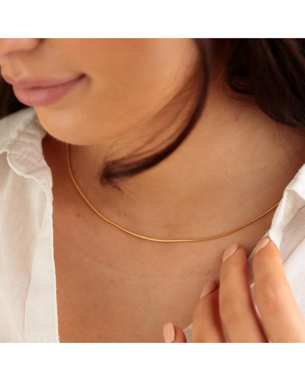 Lily Charmed Metallic Plated Round Snake Chain Necklace
