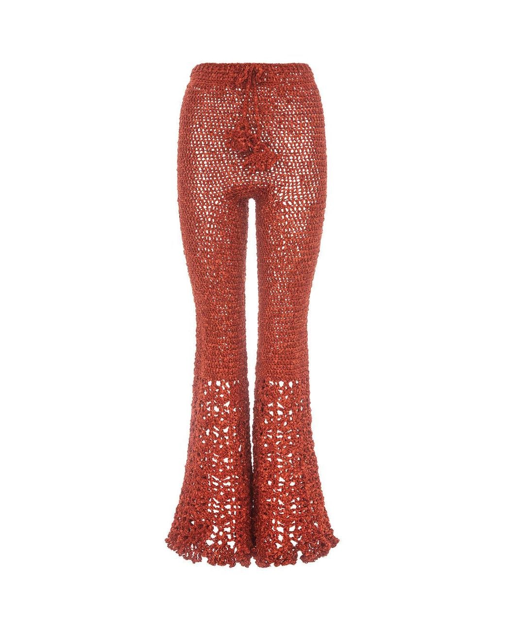 Andreeva Red Chrysanthemum Terracotta Handmade Crochet Pants