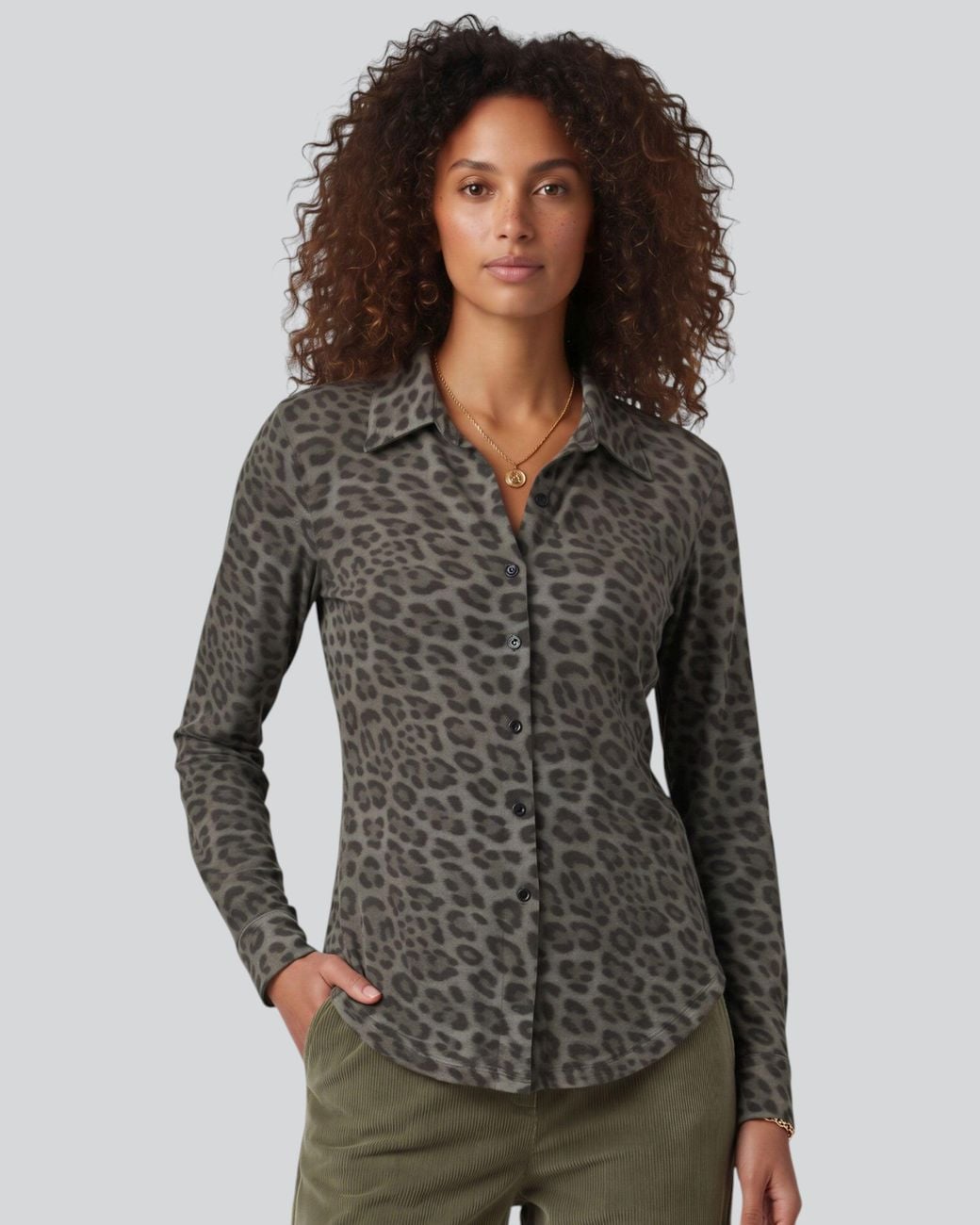 Lords of Harlech Black Scarlet Leopard Sage Merino Jersey Long-Sleeve Shirt