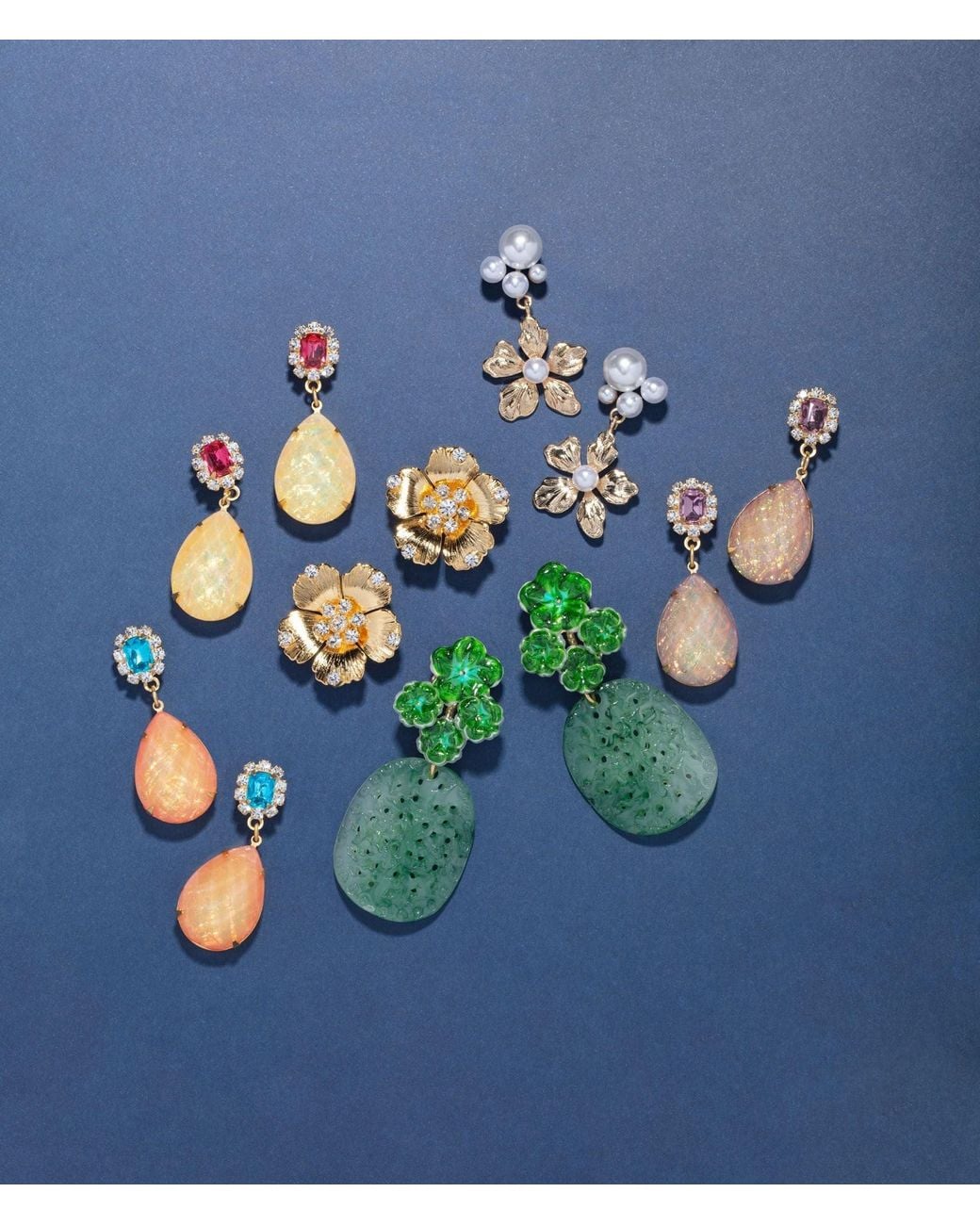 The Pink Reef Metallic Flight Rhinestone Earrings