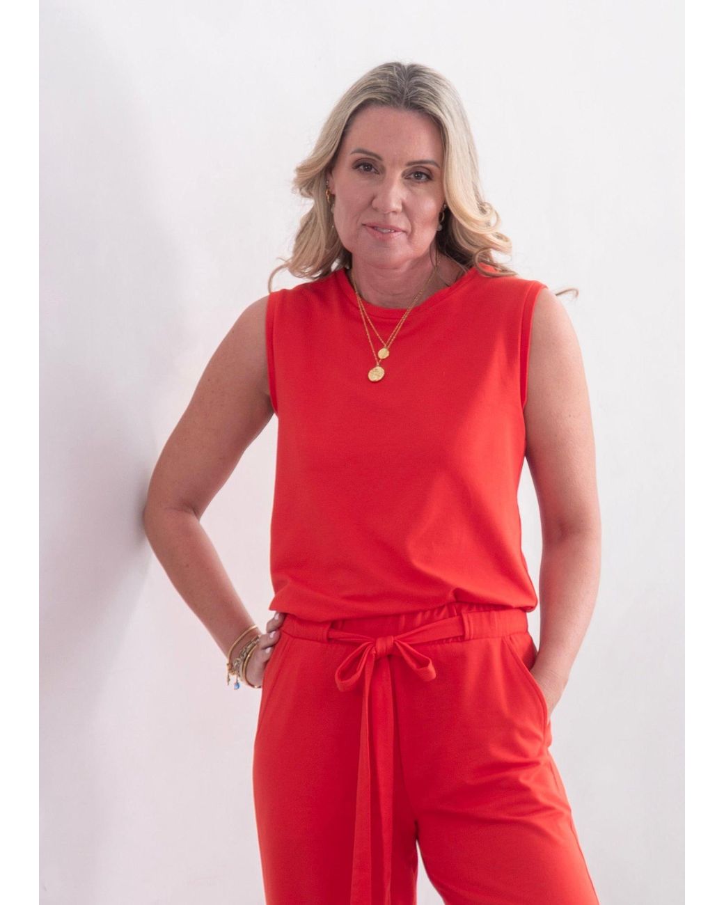 Weartwo London Red Hero Sleeveless Top, Coral