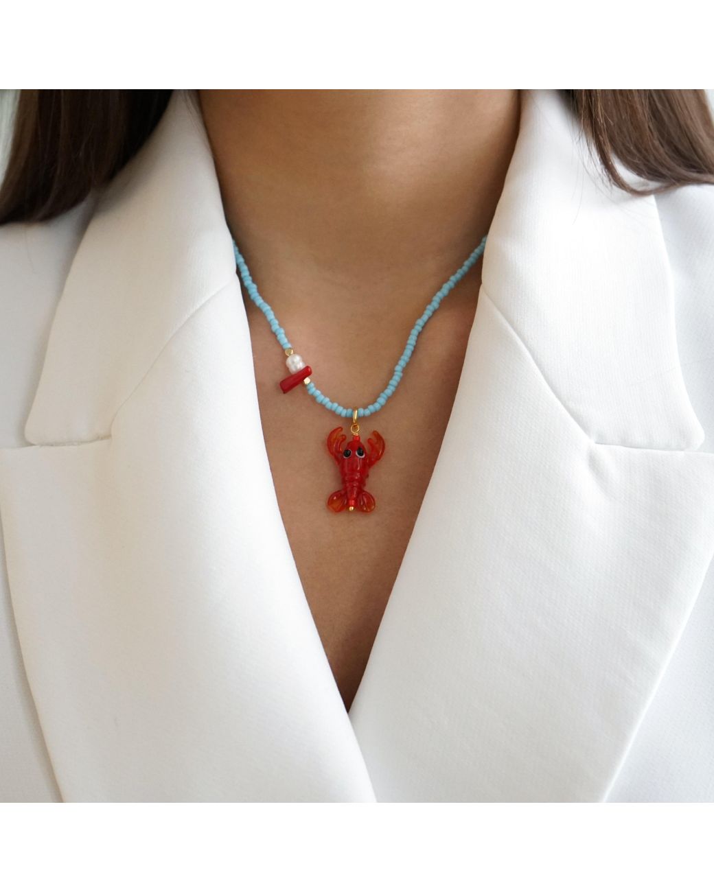 Smilla Brav Red Lobster Bling Necklace